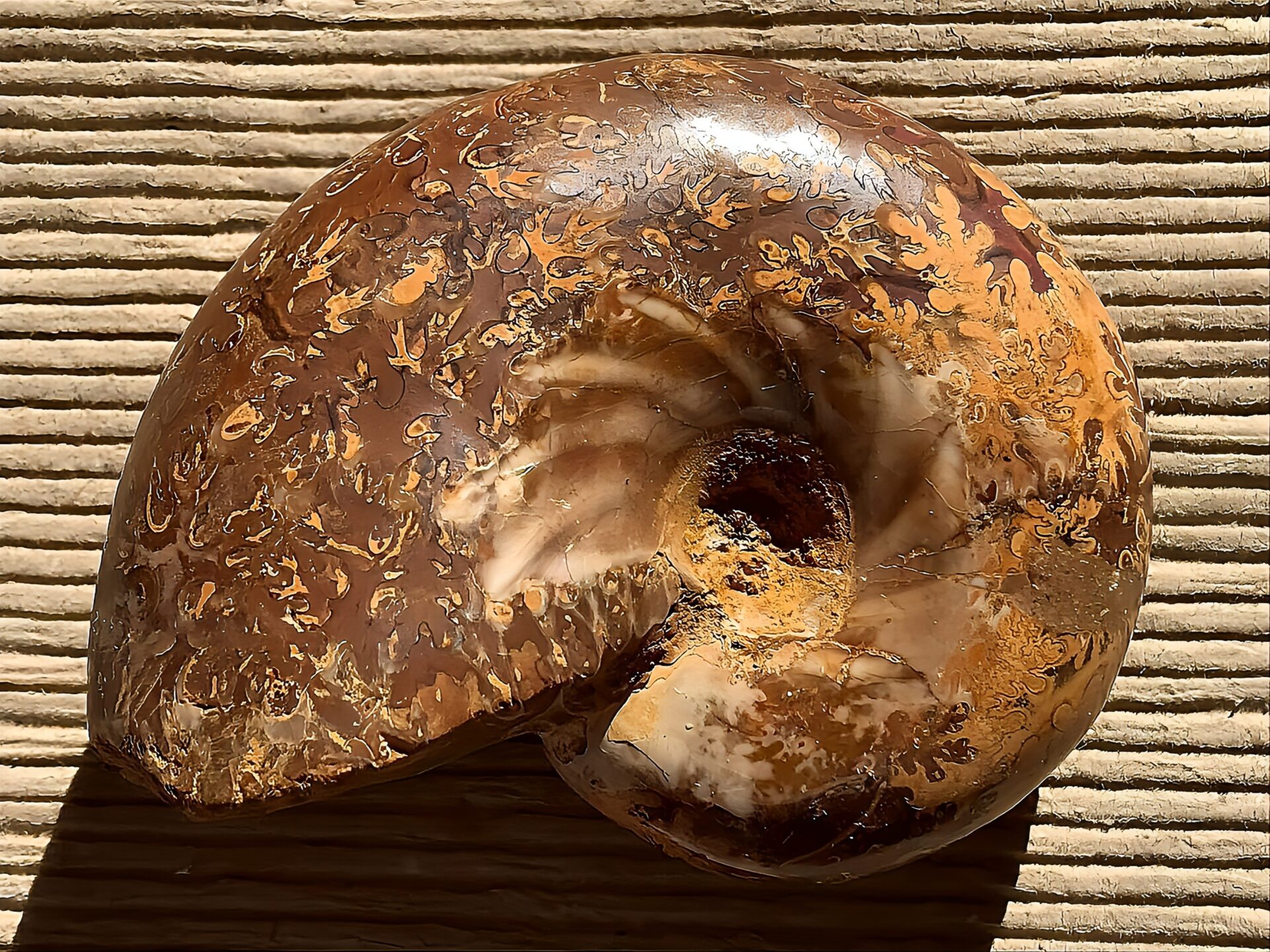 マダガスカル産アンモナイト-研磨(プチコフィロセラス)縫合線 中個体