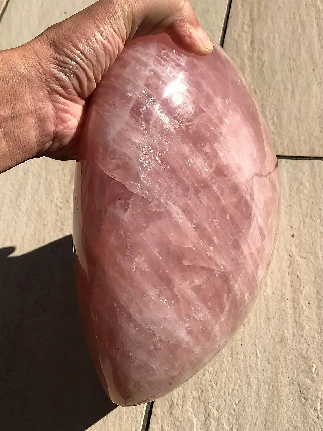 マダガスカル産 ローズクォーツ ハート型 超特大サイズ | 虹色南瓜石