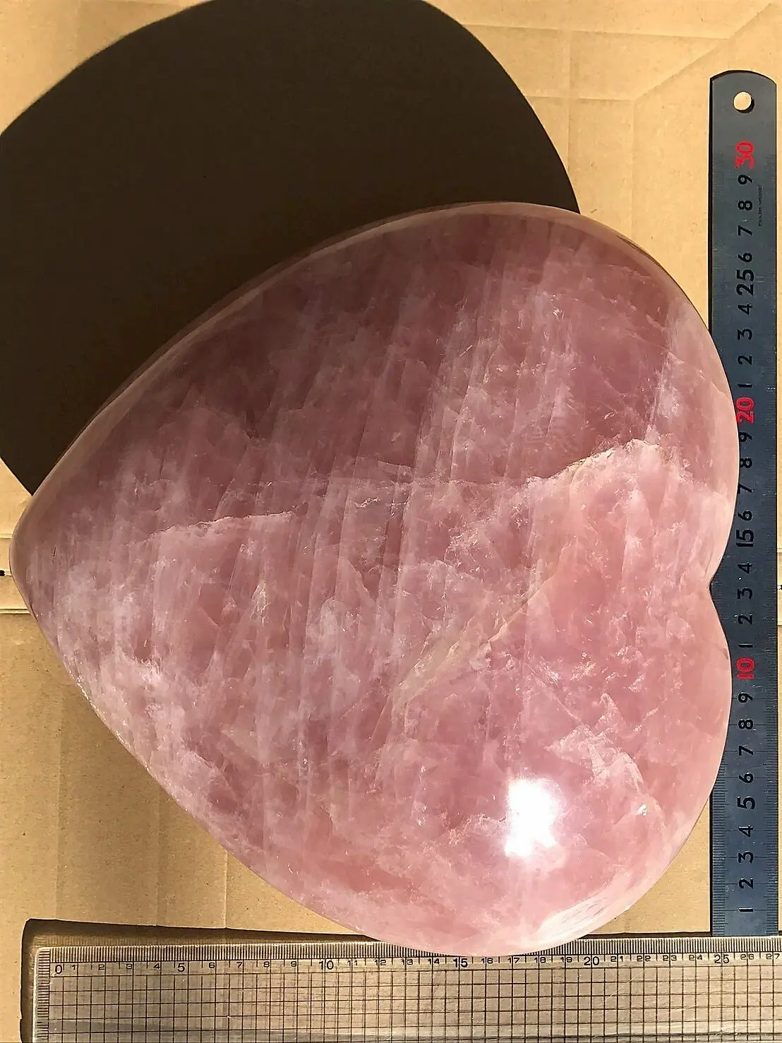 マダガスカル産 ローズクォーツ ハート型 超特大サイズ | 虹色南瓜石